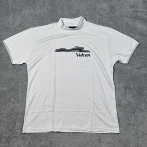 VTG Kawasaki Vulcan Mock Neck Graphic T-Shirt Men XXL White Textured Made in USA